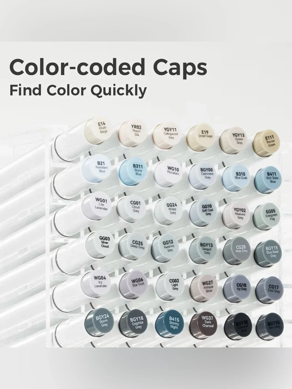 Ohuhu Dual Tip Art Markers - Cool Greys & Blues Set